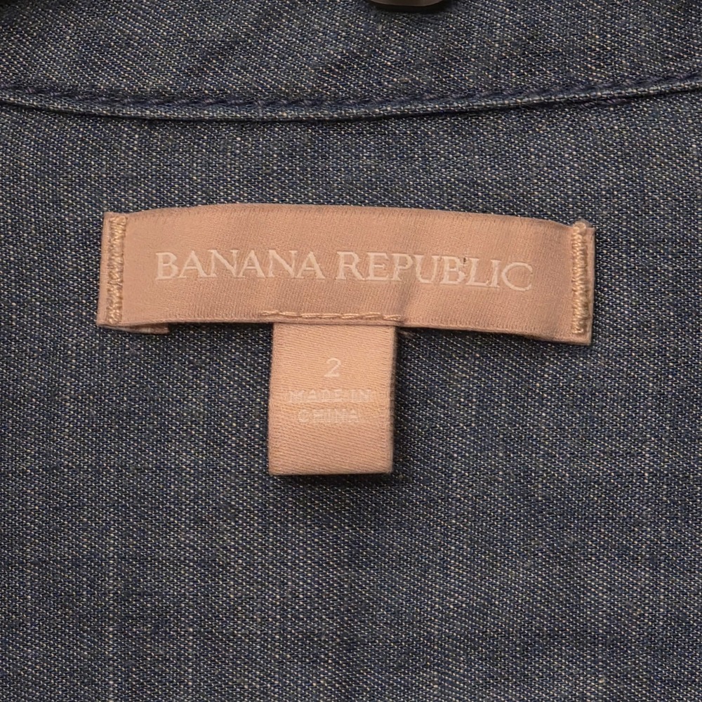 Banana Republic Blue Lyocell Chambray Shirt Dress Womens 2 Long Sleeve Mini - Picture 5 of 10